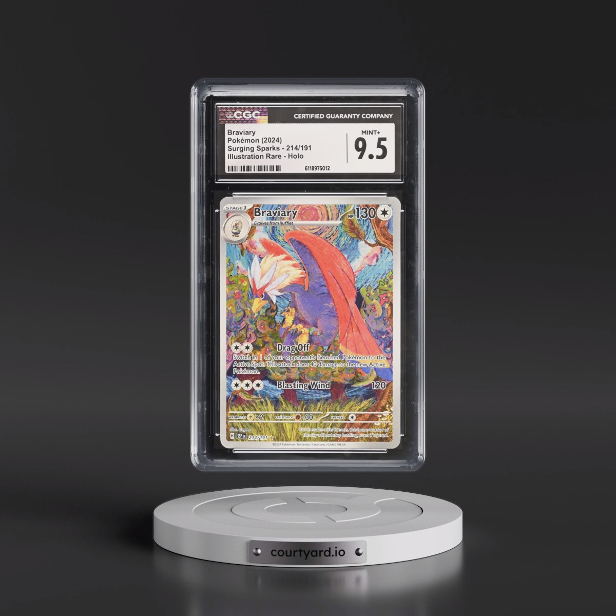 2024 Surging Sparks - SSP EN #214/191 Braviary - Illustration Rare Holo (CGC 9.5 MINT+)