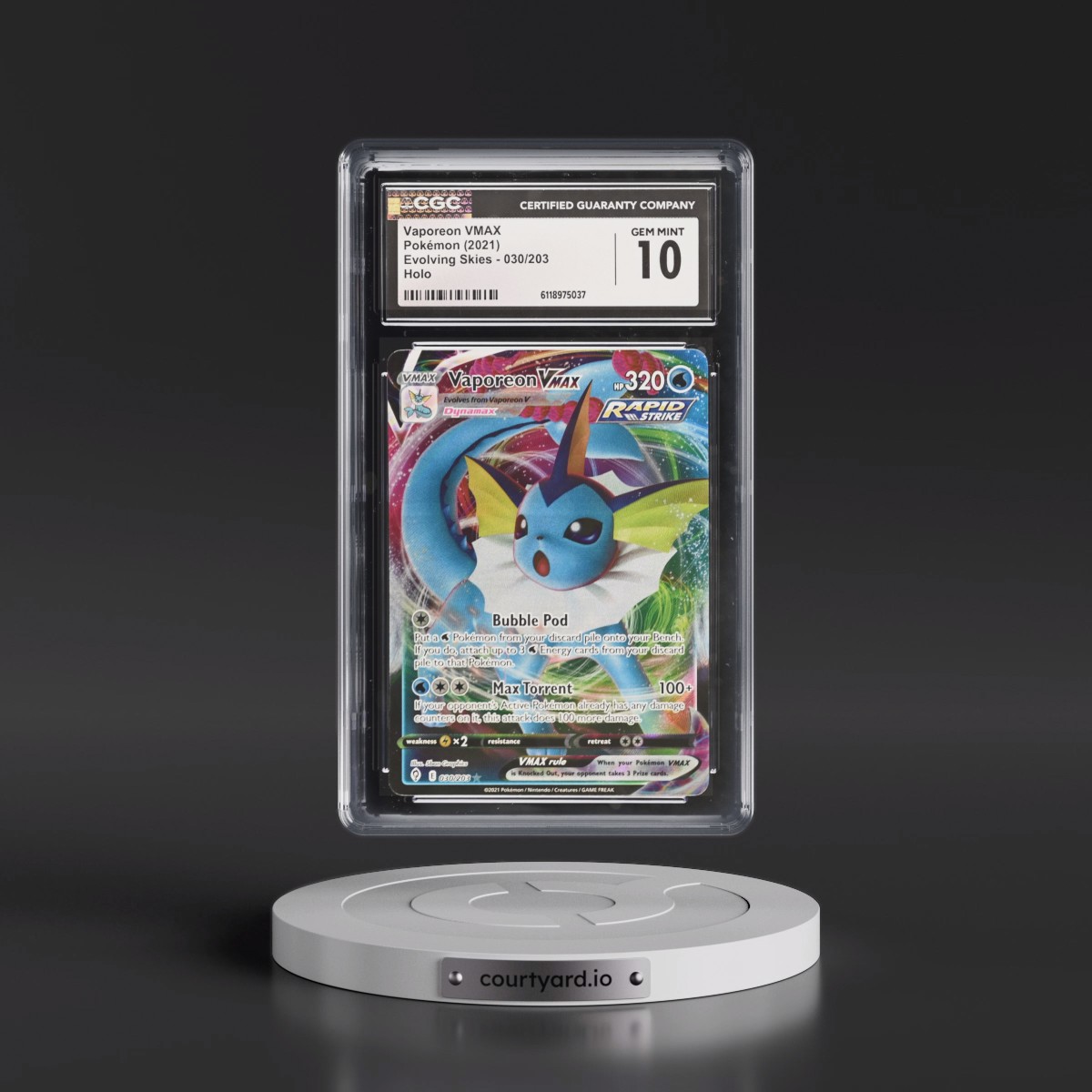2021 Evolving Skies #030/203 Vaporeon VMAX - Holo (CGC 10 GEM MINT)