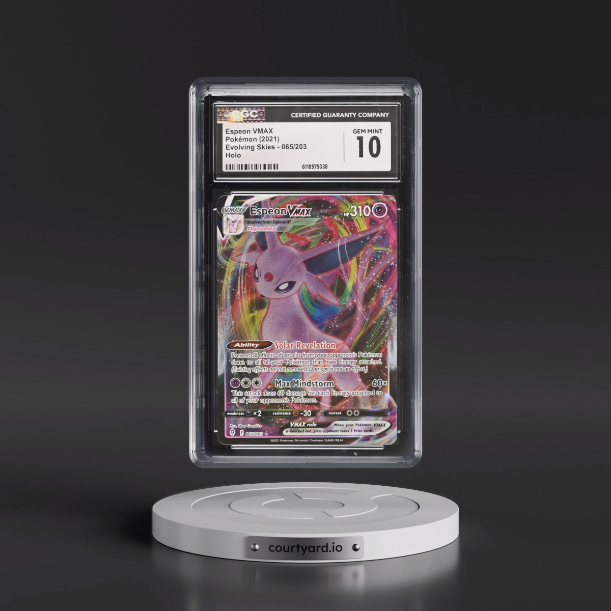 2021 Evolving Skies #065/203 Espeon VMAX - Holo (CGC 10 GEM MINT)