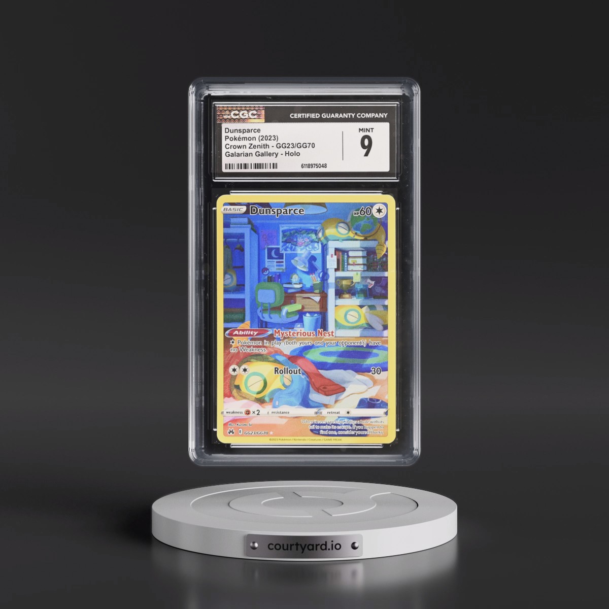 2023 Crown Zenith #GG23/GG70 Dunsparce - Galarian Gallery Holo (CGC 9 MINT)