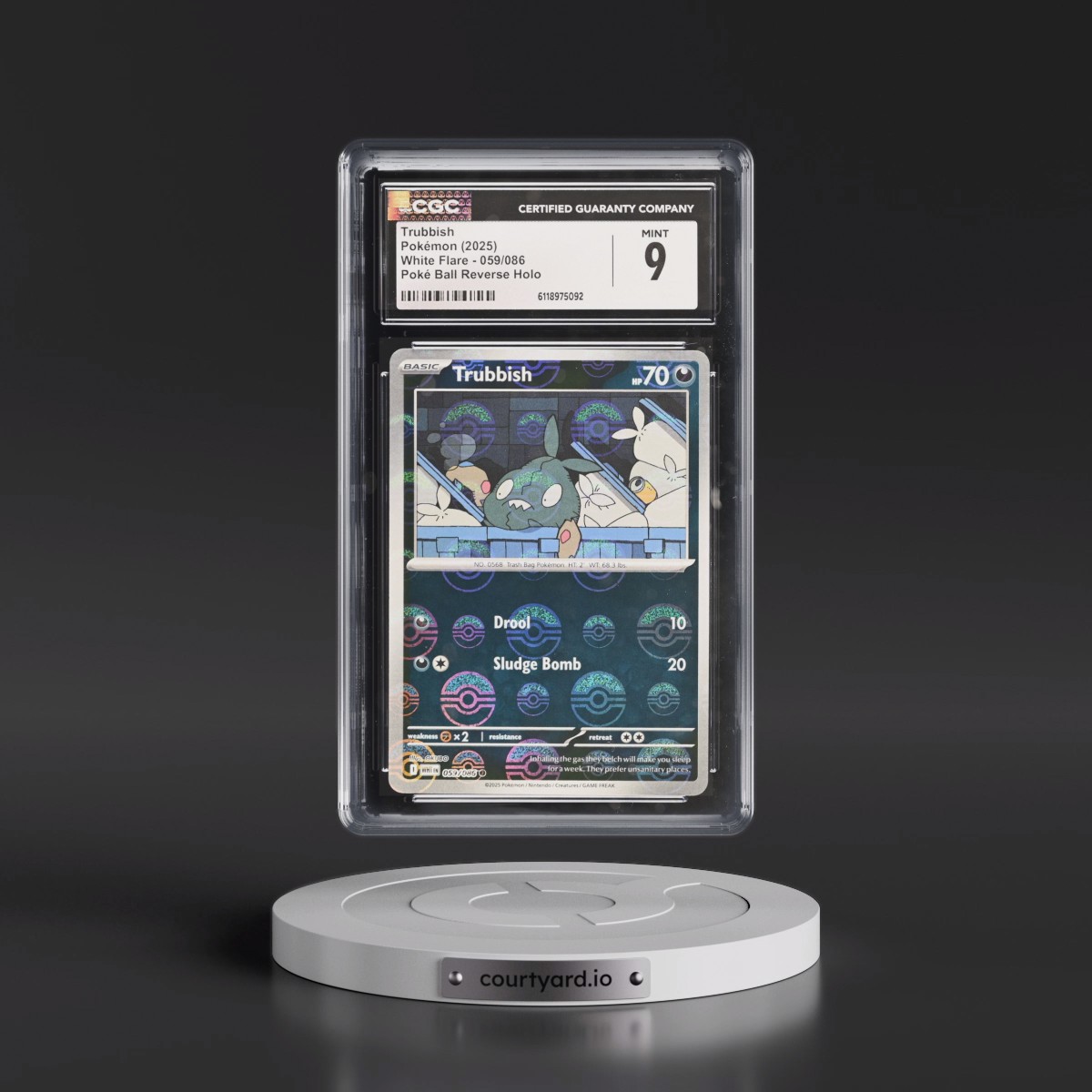 2025 White Flare - WHT EN #059/086 Trubbish - Reverse Holo Poké Ball (CGC 9 MINT)