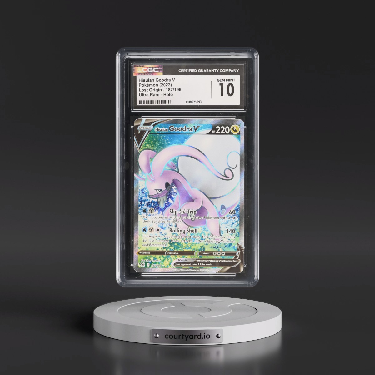 2022 Lost Origin #187/196 Hisuian Goodra V - Ultra Rare Holo (CGC 10 GEM MINT)