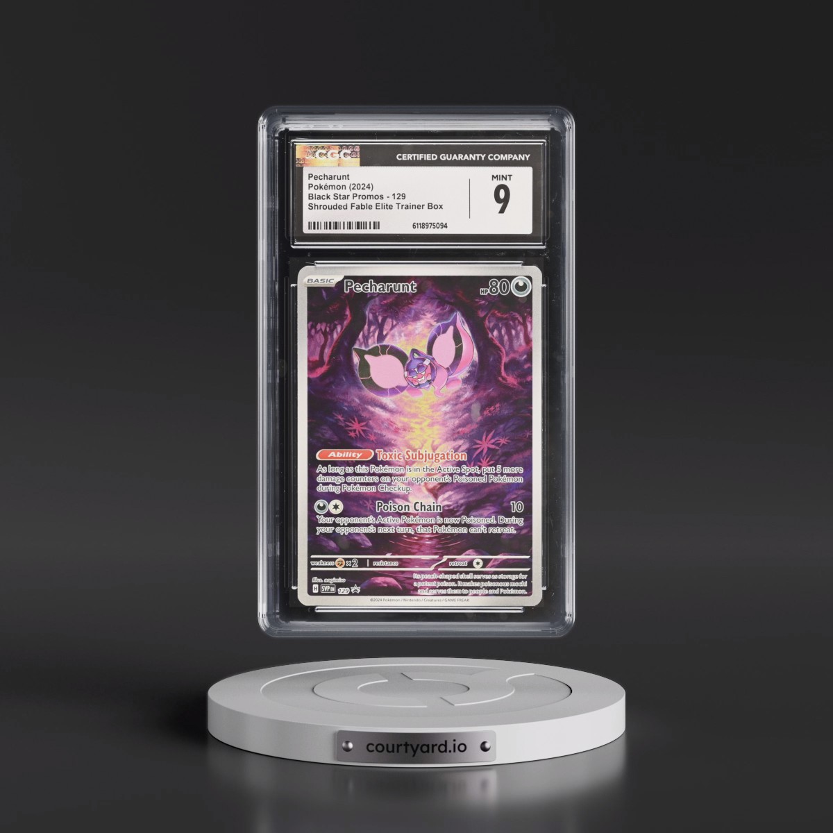 2023 Black Star Promos - Scarlet & Violet SVP EN #129 Pecharunt - Shrouded Fable Elite Trainer Box (Holo) (CGC 9 MINT)