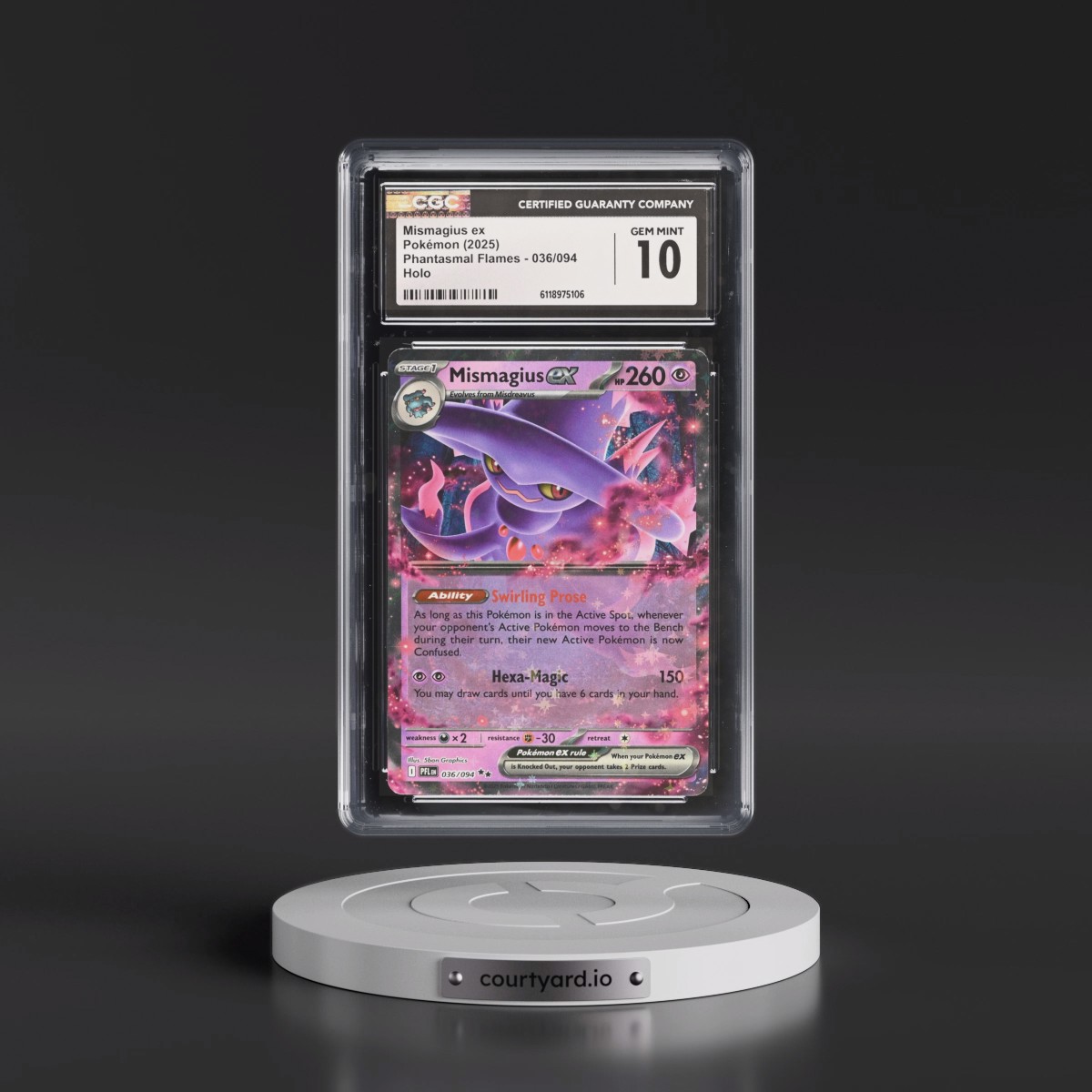 2025 Phantasmal Flames - PFL EN #036/094 Mismagius ex - Holo (CGC 10 GEM MINT)