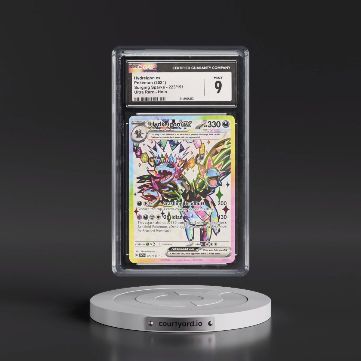 2024 Surging Sparks - SSP EN #223/191 Hydreigon ex - Ultra Rare Holo (CGC 9 MINT)