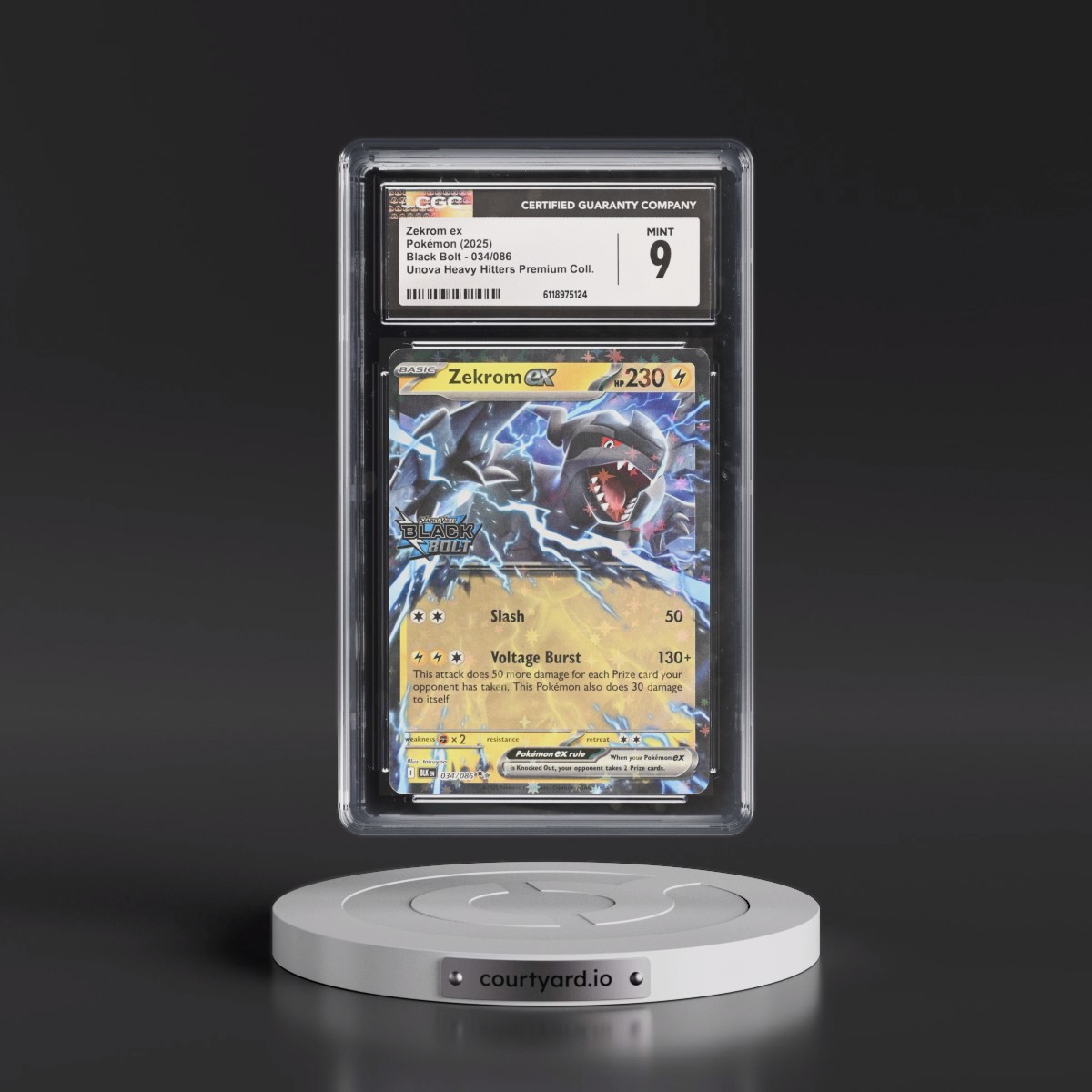 2025 Black Bolt - BLK EN #034/086 Zekrom ex - Unova Heavy Hitters Premium Collection (Holo) (CGC 9 MINT)