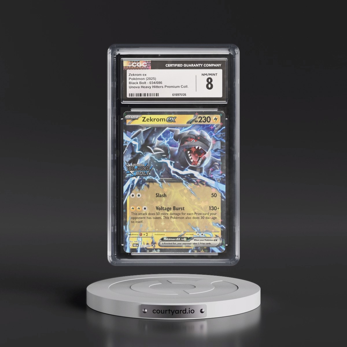 2025 Black Bolt - BLK EN #034/086 Zekrom ex - Unova Heavy Hitters Premium Collection (Holo) (CGC 8 NM-MT)