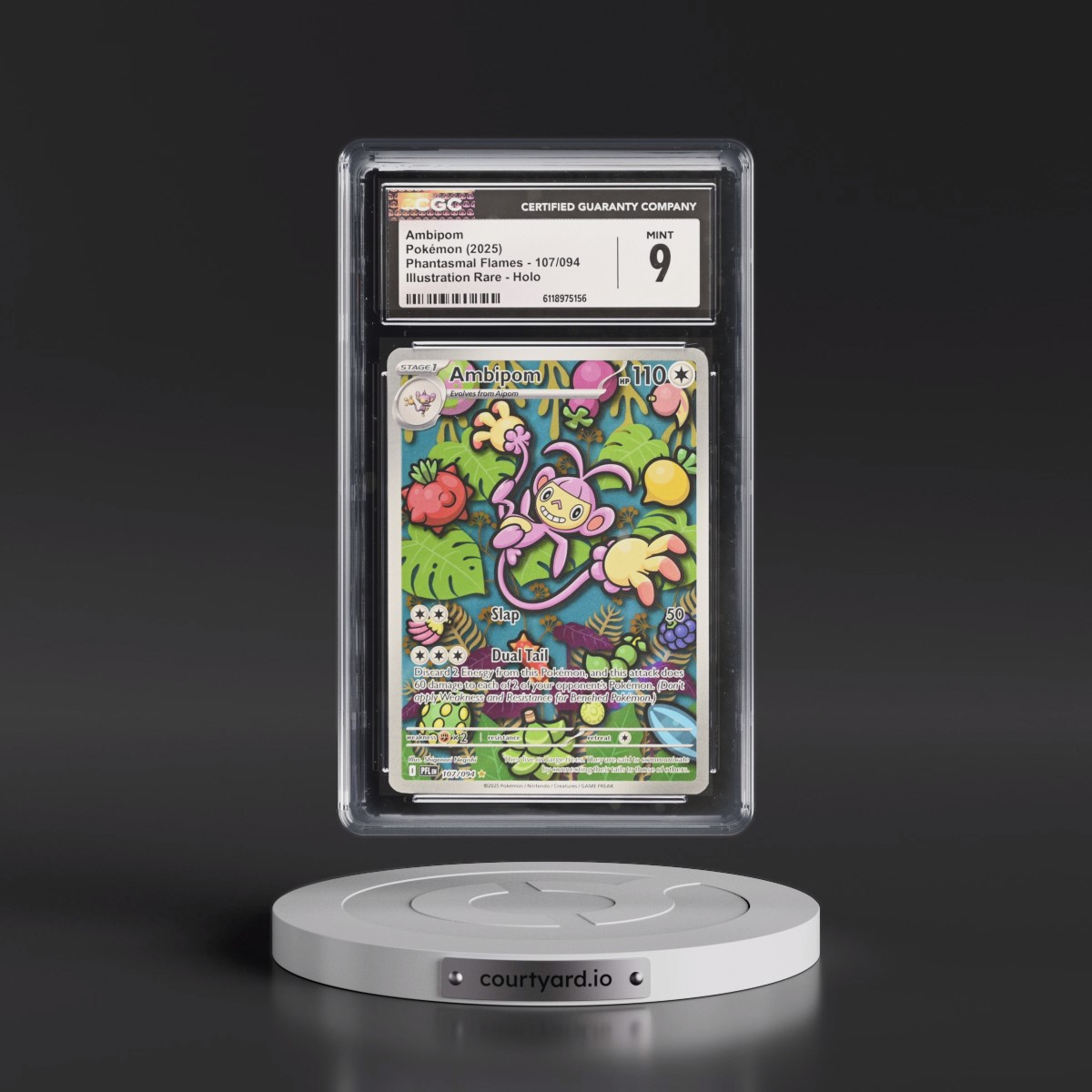 2025 Phantasmal Flames - PFL EN #107/094 Ambipom - Illustration Rare Holo (CGC 9 MINT)