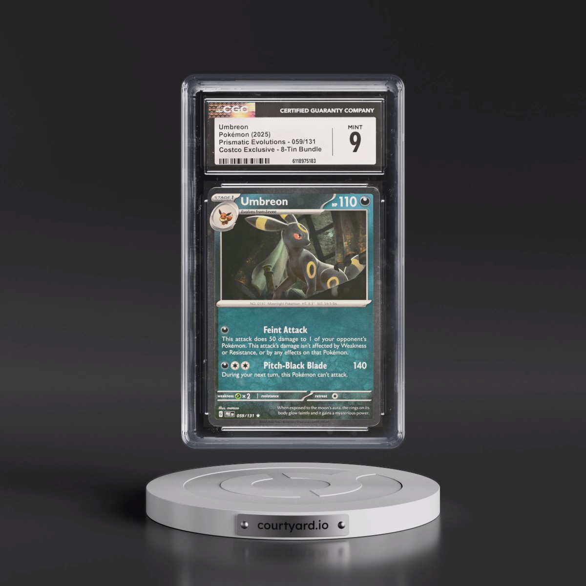 2024 Prismatic Evolutions - PRE EN #059/131 Umbreon - (Cosmos Holo) Costco Exclusive 8-Tin Bundle (CGC 9 MINT)