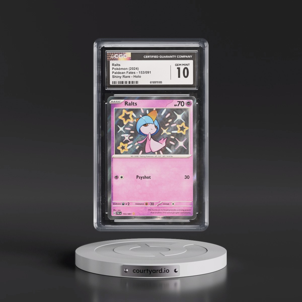 2024 Paldean Fates - PAF EN #153/091 Ralts - Shiny Rare Holo (CGC 10 GEM MINT)