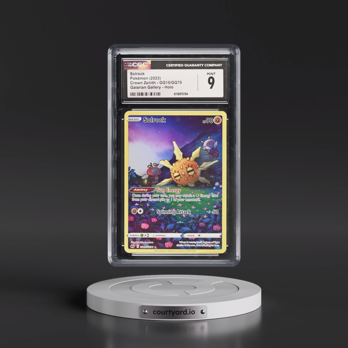 2023 Crown Zenith #GG15/GG70 Solrock - Galarian Gallery Holo (CGC 9 MINT)