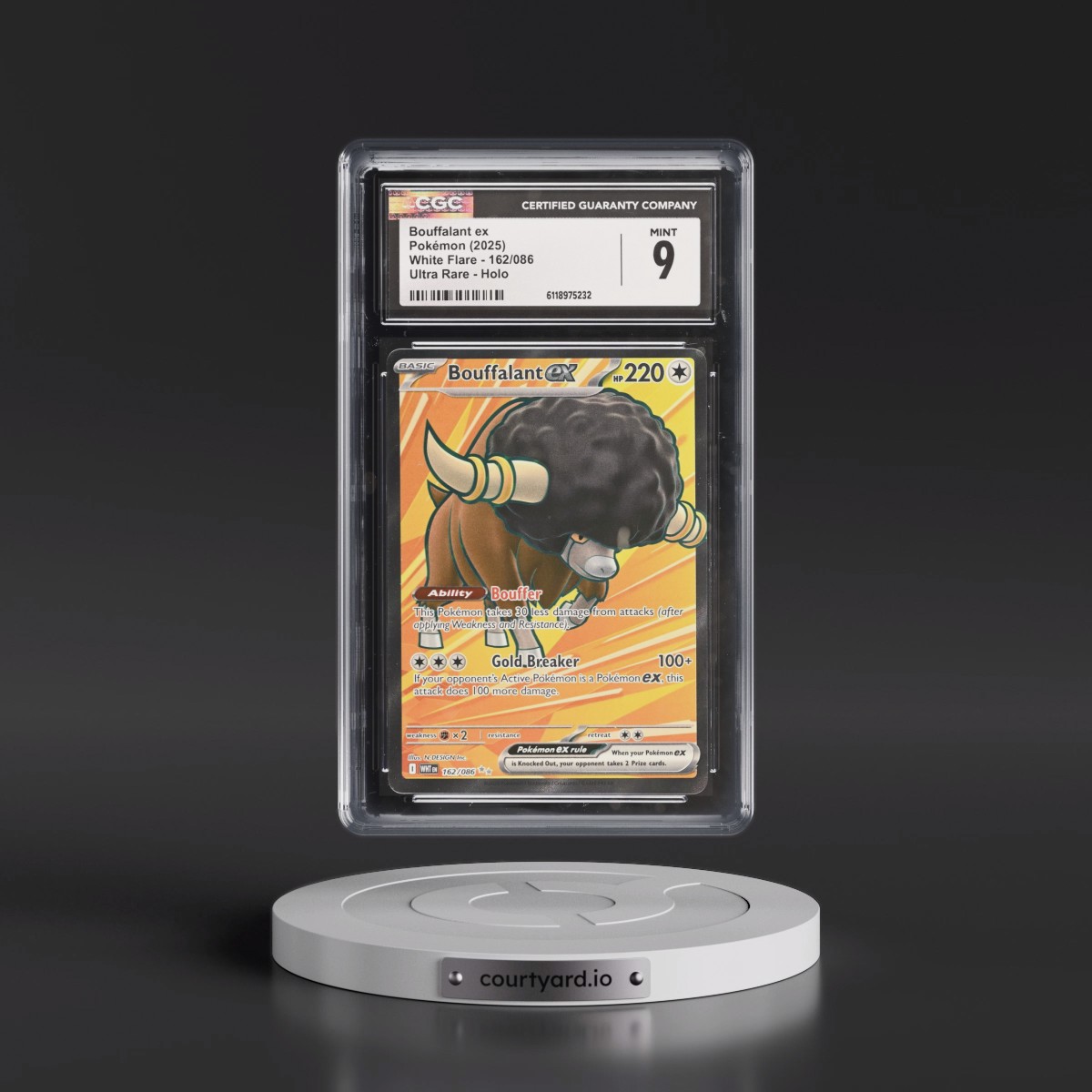 2025 White Flare - WHT EN #162/086 Bouffalant ex - Ultra Rare Holo (CGC 9 MINT)
