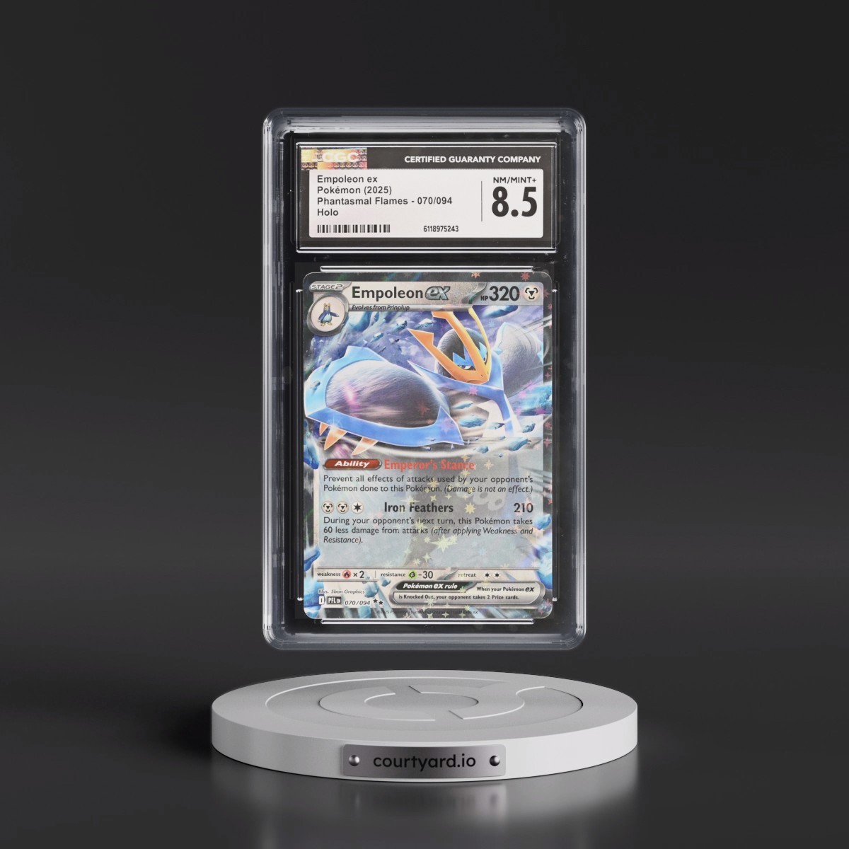 2025 Phantasmal Flames - PFL EN #070/094 Empoleon ex - Holo (CGC 8.5 NM-MT+)