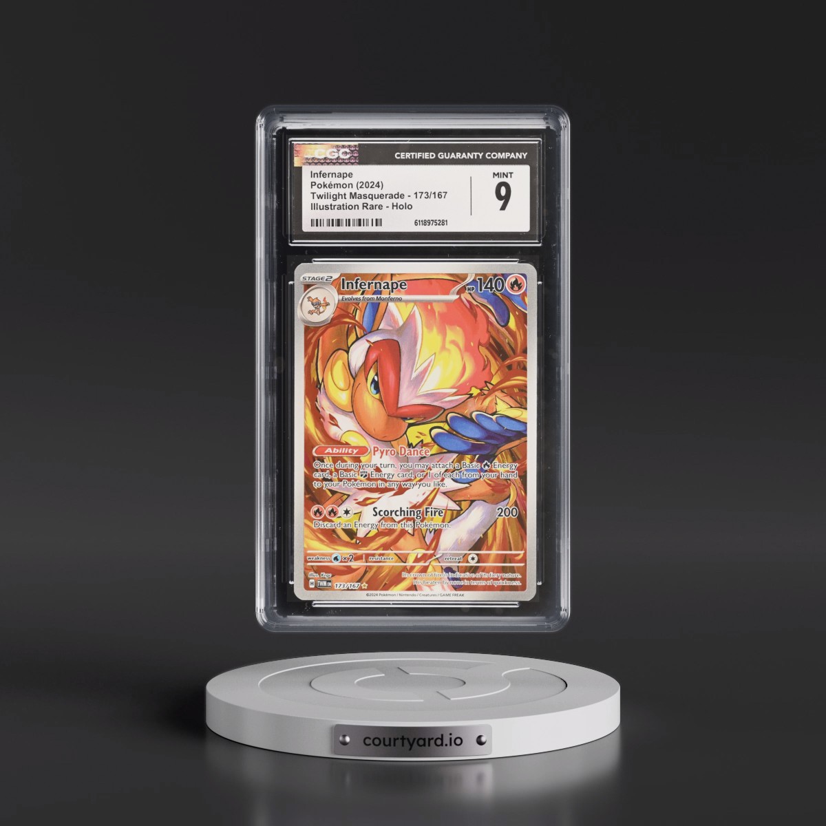 2024 Twilight Masquerade - TWM EN #173/167 Infernape - Illustration Rare Holo (CGC 9 MINT)