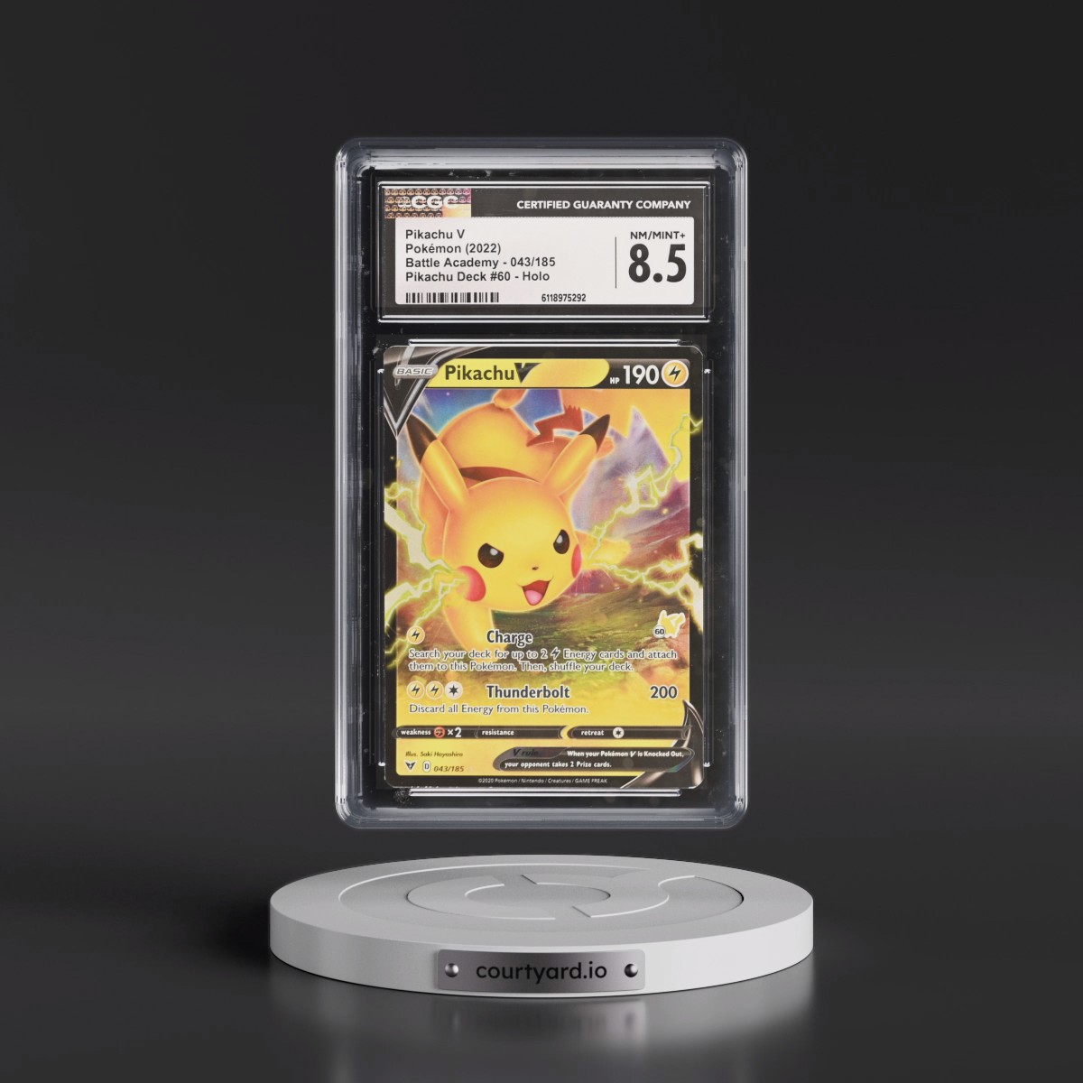 2019 Battle Academy #043/185 Pikachu V - Pikachu Deck #60 Holo (CGC 8.5 NM-MT+)