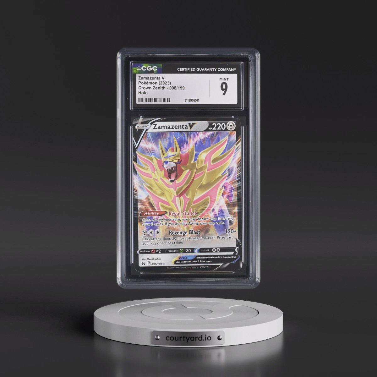 2023 Crown Zenith #098/159 Zamazenta V - Holo (CGC 9 MINT)