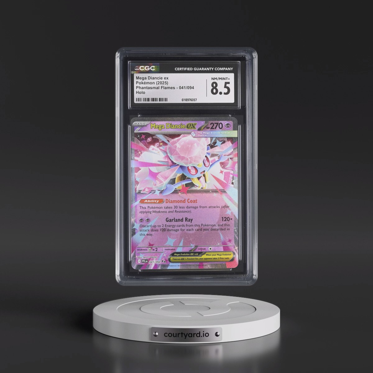 2025 Phantasmal Flames - PFL EN #041/094 Mega Diancie ex - Holo (CGC 8.5 NM-MT+)