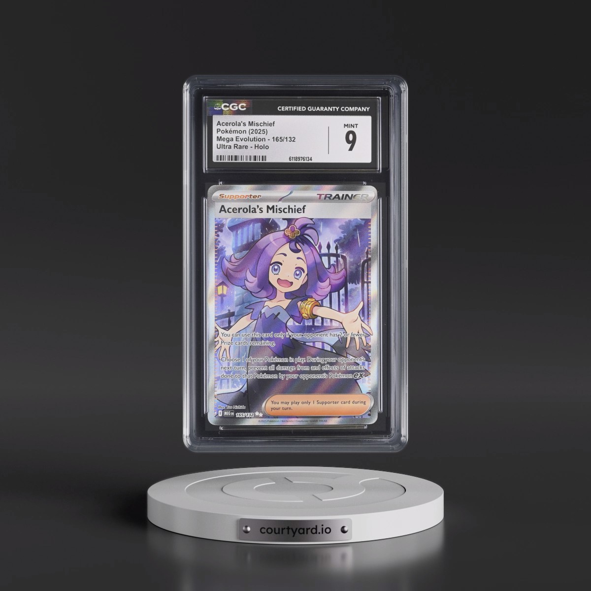 2025 Mega Evolution - MEG EN #165/132 Acerola's Mischief - Ultra Rare Holo (CGC 9 MINT)