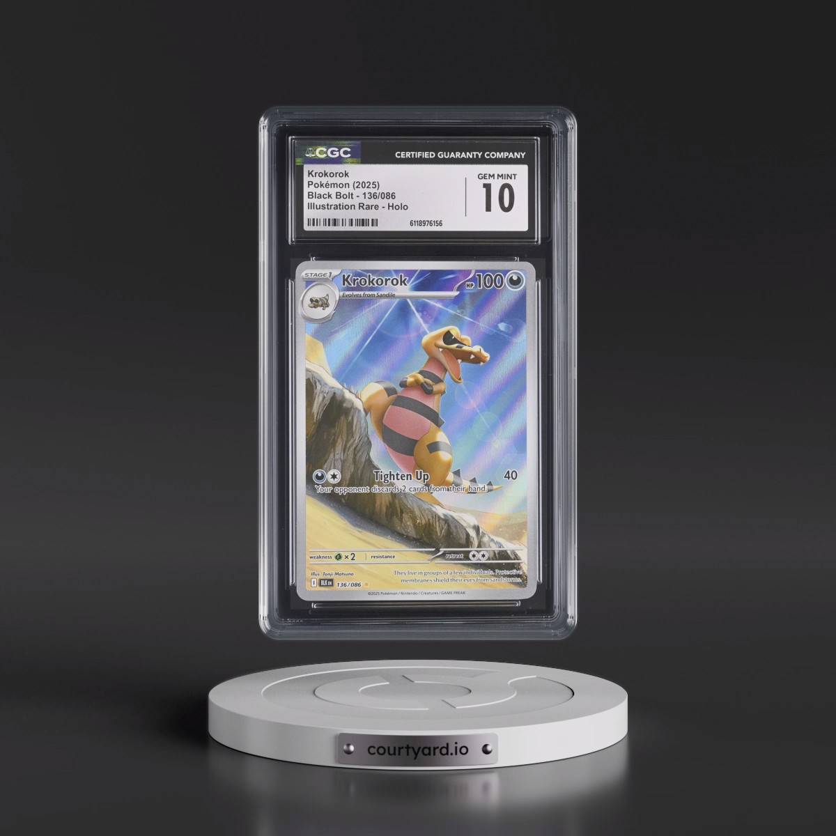 2025 Black Bolt - BLK EN #136/086 Krokorok - Illustration Rare Holo (CGC 10 GEM MINT)