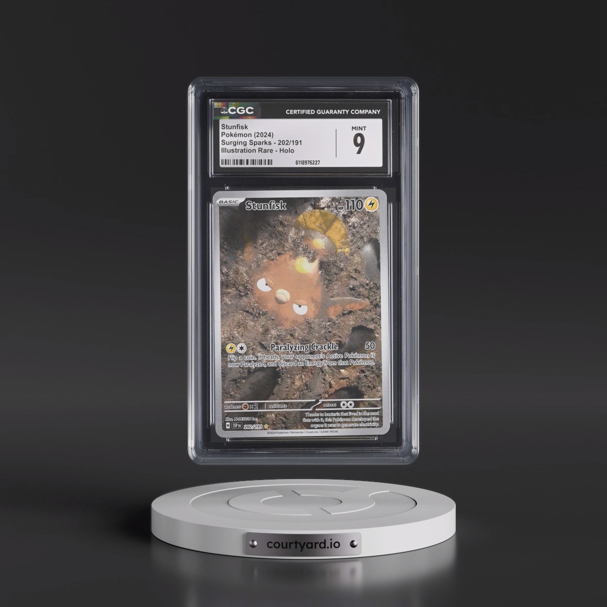 2024 Surging Sparks - SSP EN #202/191 Stunfisk - Illustration Rare Holo (CGC 9 MINT)