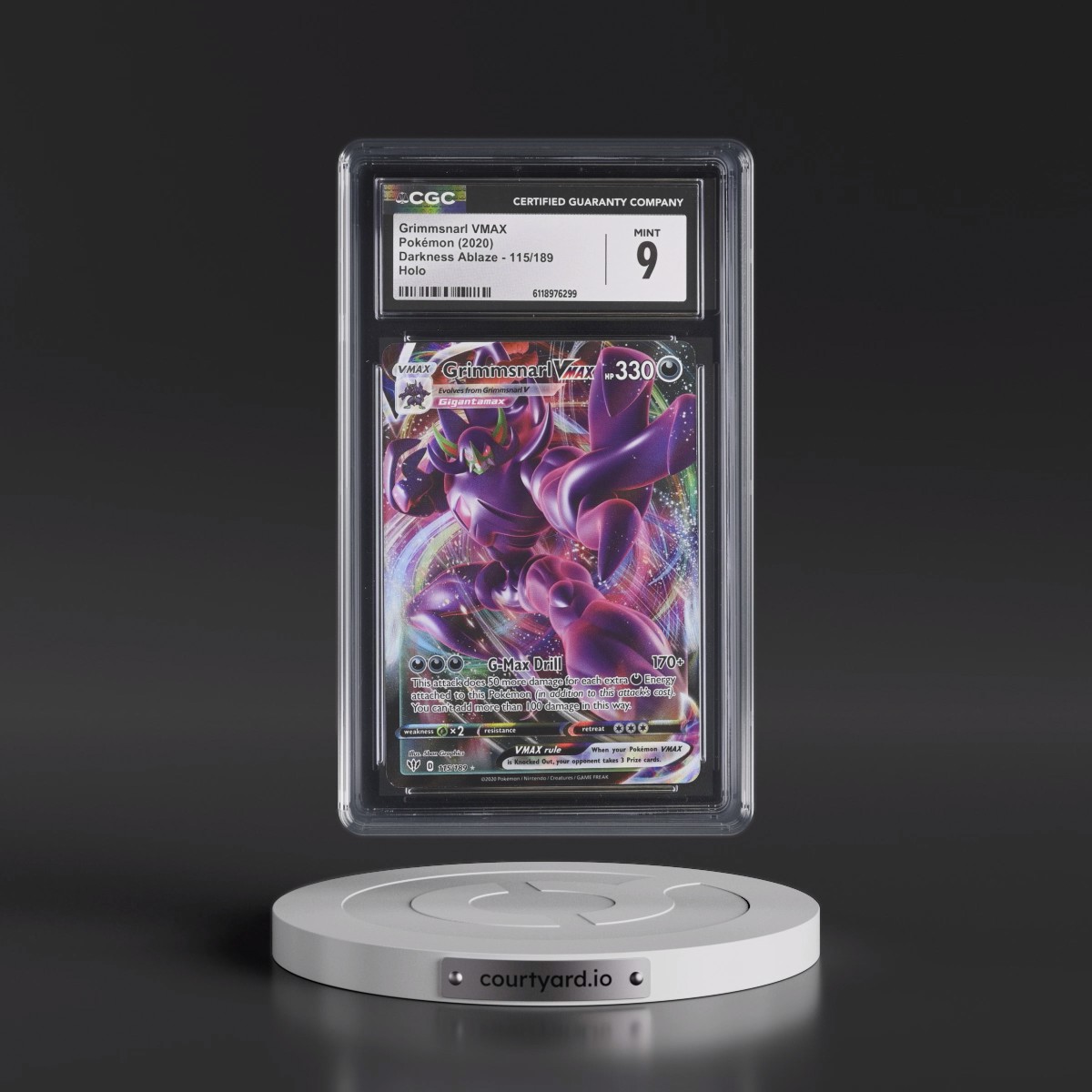 2020 Darkness Ablaze #115/189 Grimmsnarl VMAX - Holo (CGC 9 MINT)