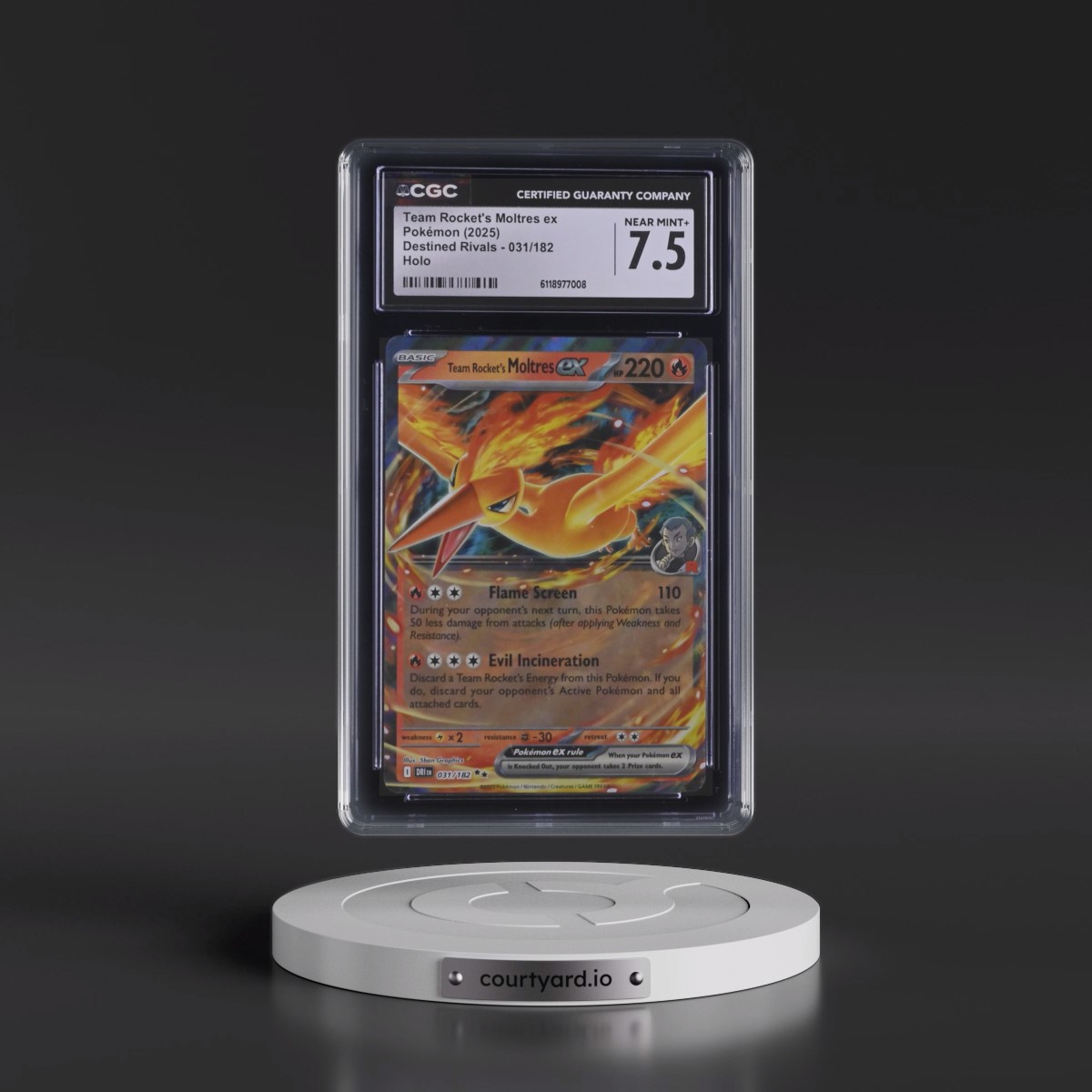 2025 Destined Rivals - DRI EN #031/182 Team Rocket's Moltres ex - Holo (CGC 7.5 NM+)