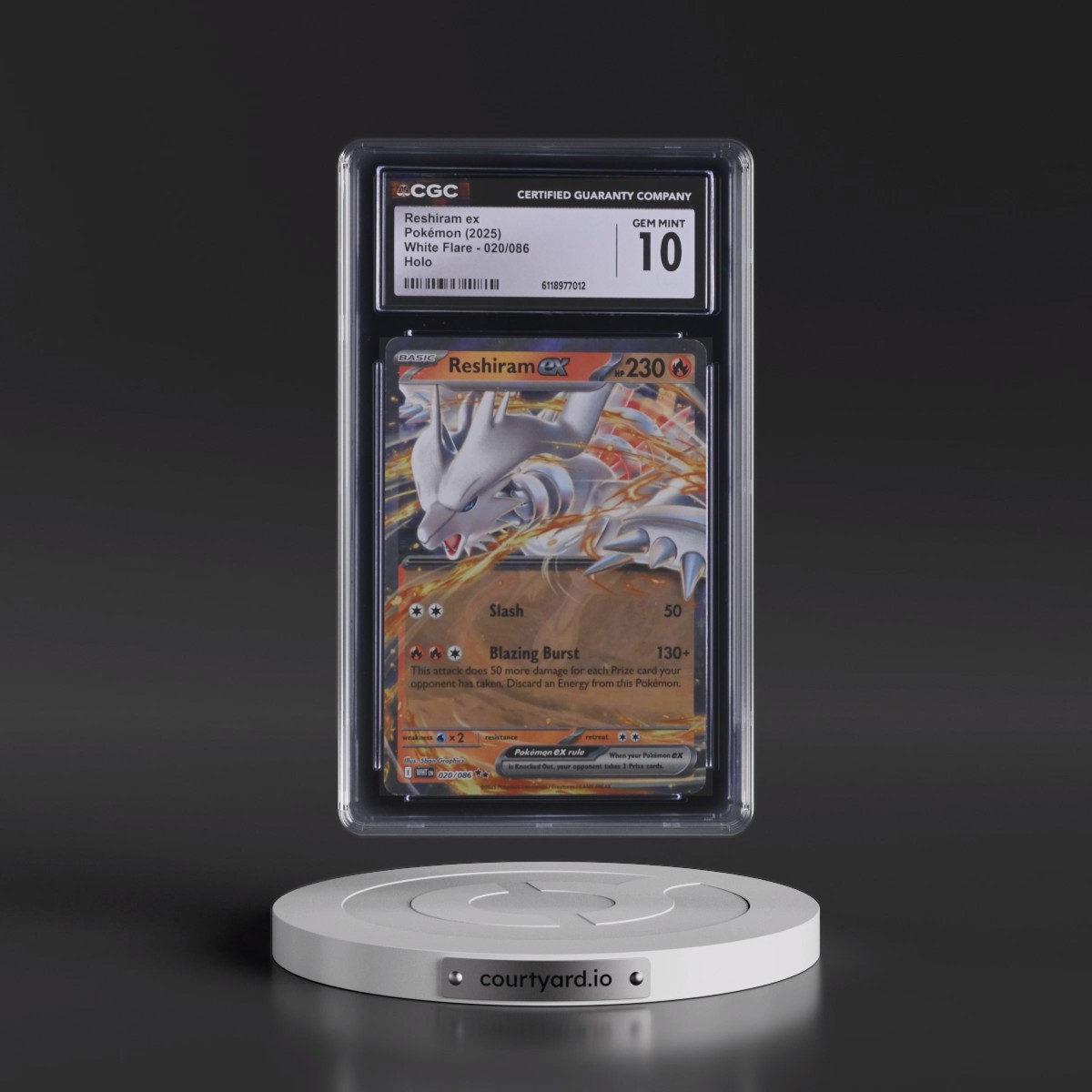 2025 White Flare - WHT EN #020/086 Reshiram ex - Holo (CGC 10 GEM MINT)