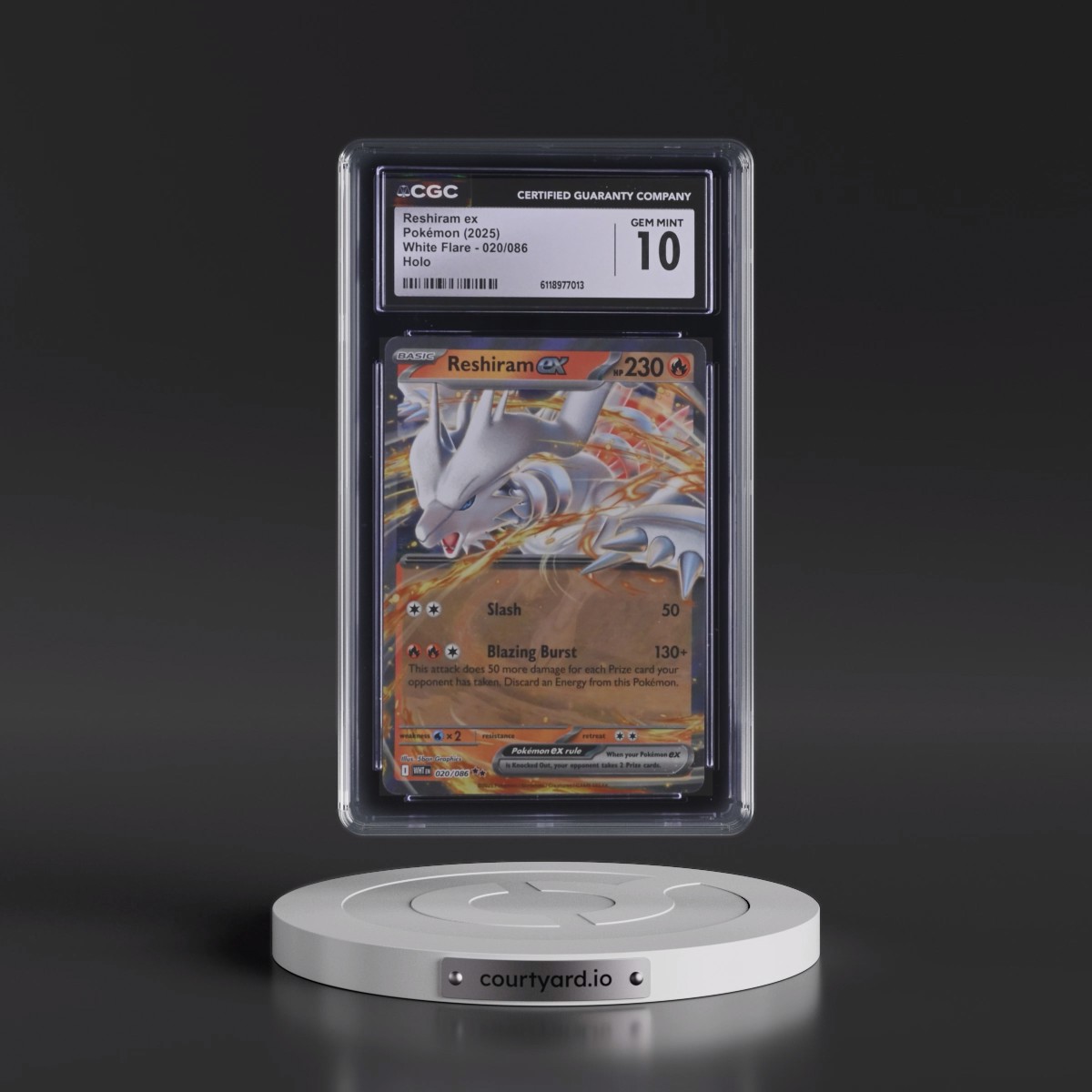 2025 White Flare - WHT EN #020/086 Reshiram ex - Holo (CGC 10 GEM MINT)