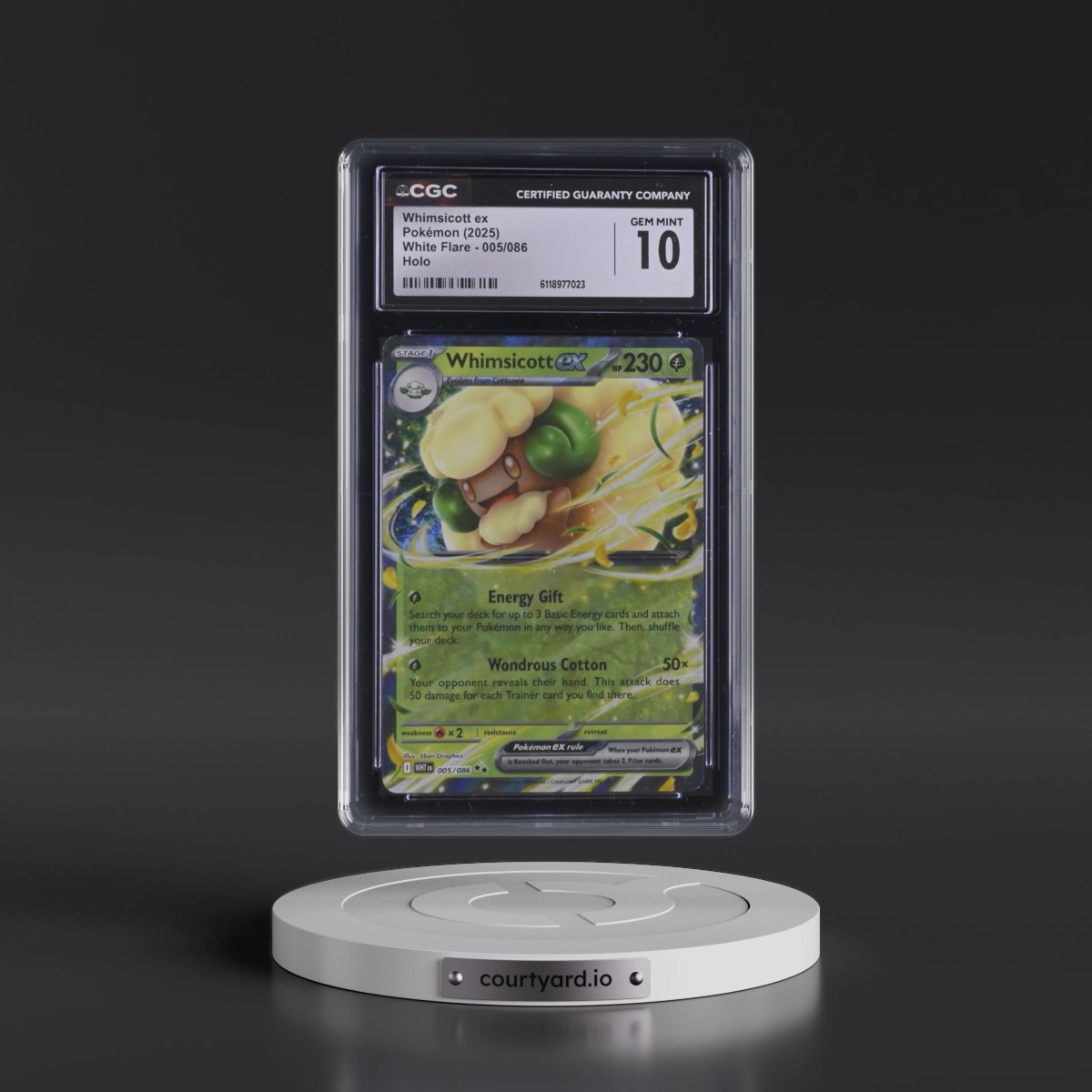 2025 White Flare - WHT EN #005/086 Whimsicott ex - Holo (CGC 10 GEM MINT)