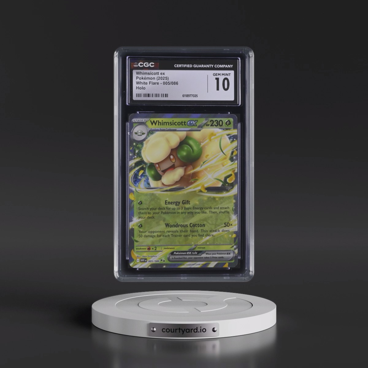 2025 White Flare - WHT EN #005/086 Whimsicott ex - Holo (CGC 10 GEM MINT)