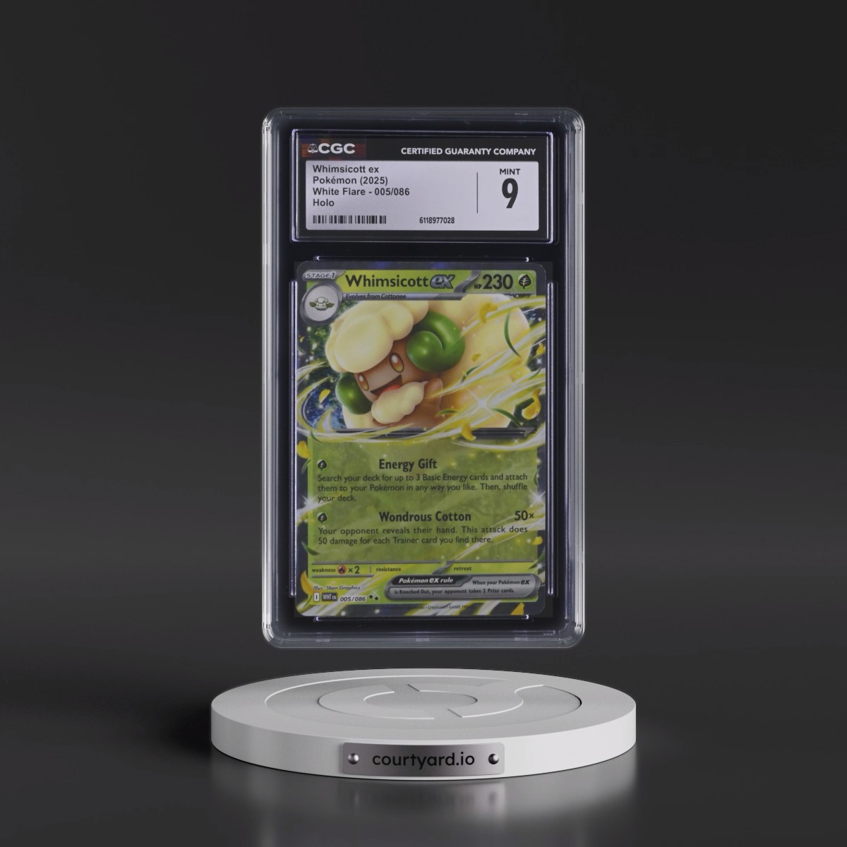 2025 White Flare - WHT EN #005/086 Whimsicott ex - Holo (CGC 9 MINT)