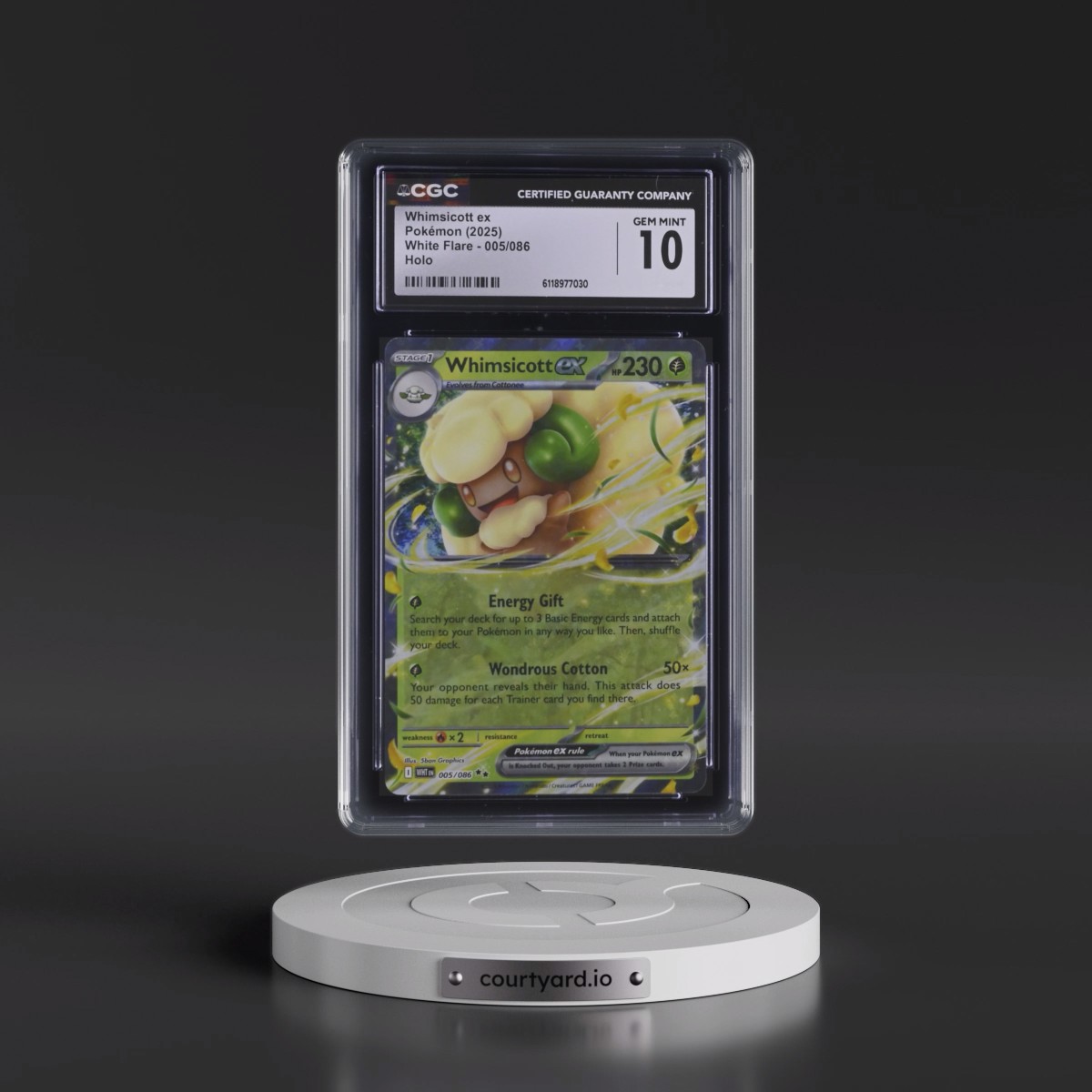 2025 White Flare - WHT EN #005/086 Whimsicott ex - Holo (CGC 10 GEM MINT)