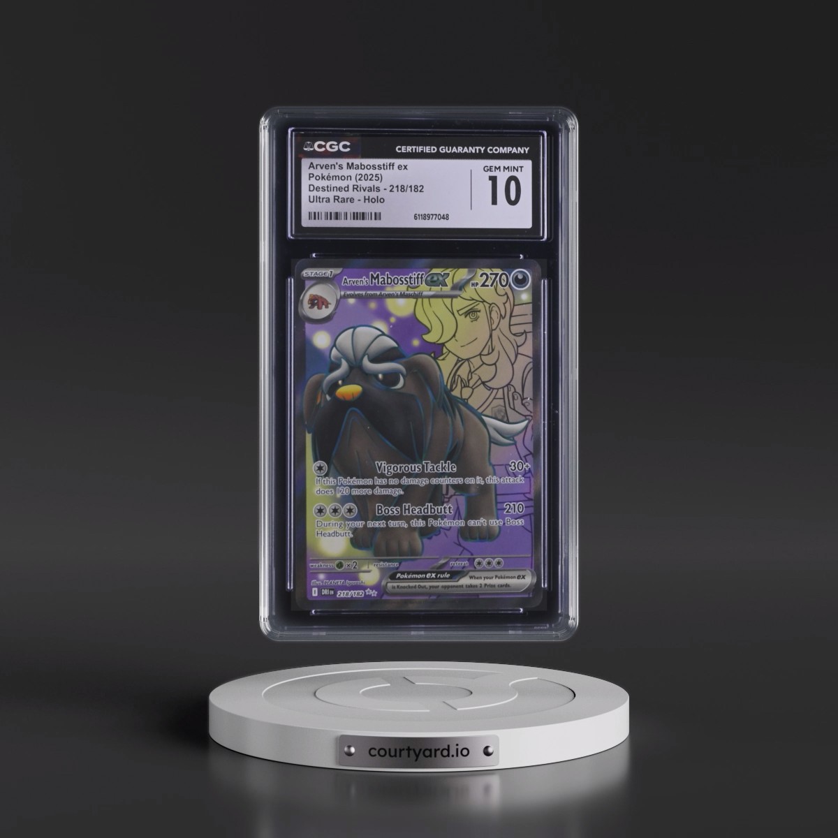 2025 Destined Rivals - DRI EN #218/182 Arven's Mabosstiff ex - Ultra Rare Holo (CGC 10 GEM MINT)