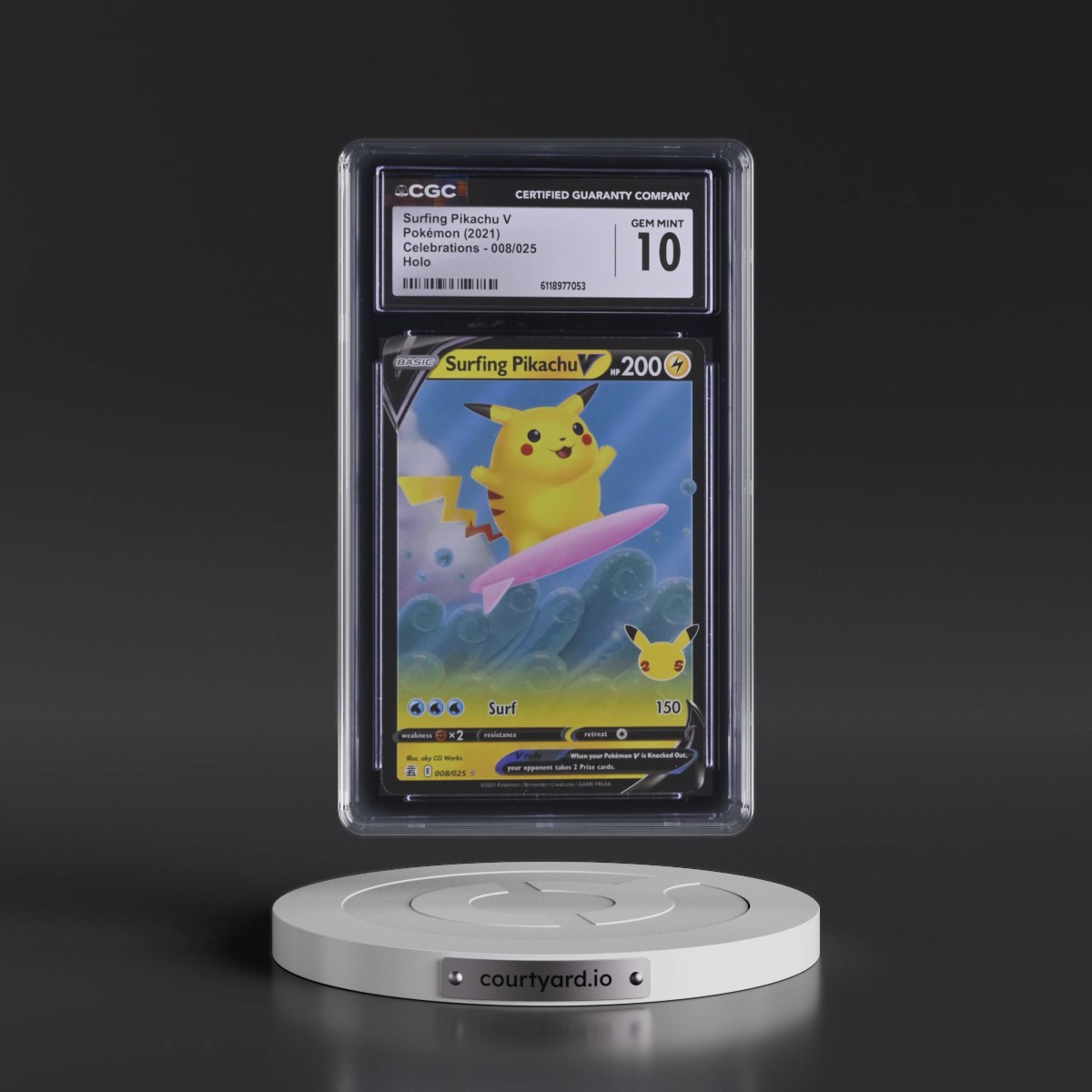 2021 Celebrations #008/025 Surfing Pikachu V - Holo (CGC 10 GEM MINT)