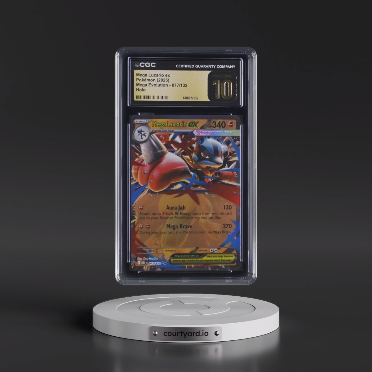 2025 Mega Evolution - MEG EN #077/132 Mega Lucario ex - Holo (CGC 10 PRISTINE)