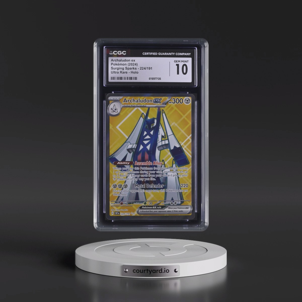 2024 Surging Sparks - SSP EN #224/191 Archaludon ex - Ultra Rare Holo (CGC 10 GEM MINT)