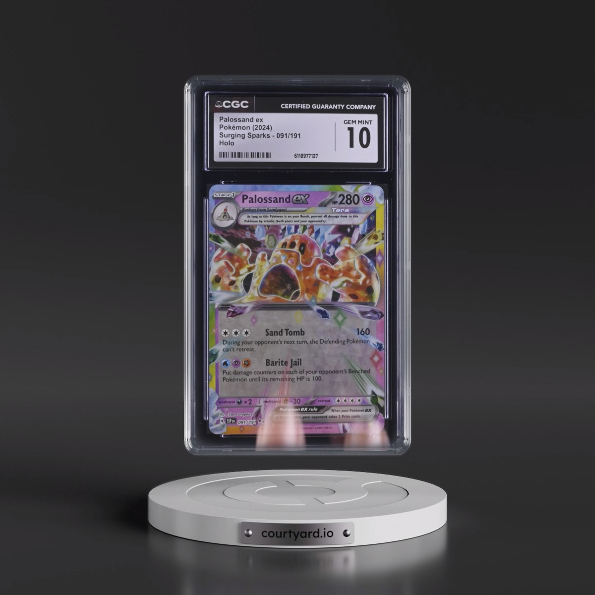 2024 Surging Sparks - SSP EN #091/191 Palossand ex - Holo (CGC 10 GEM MINT)