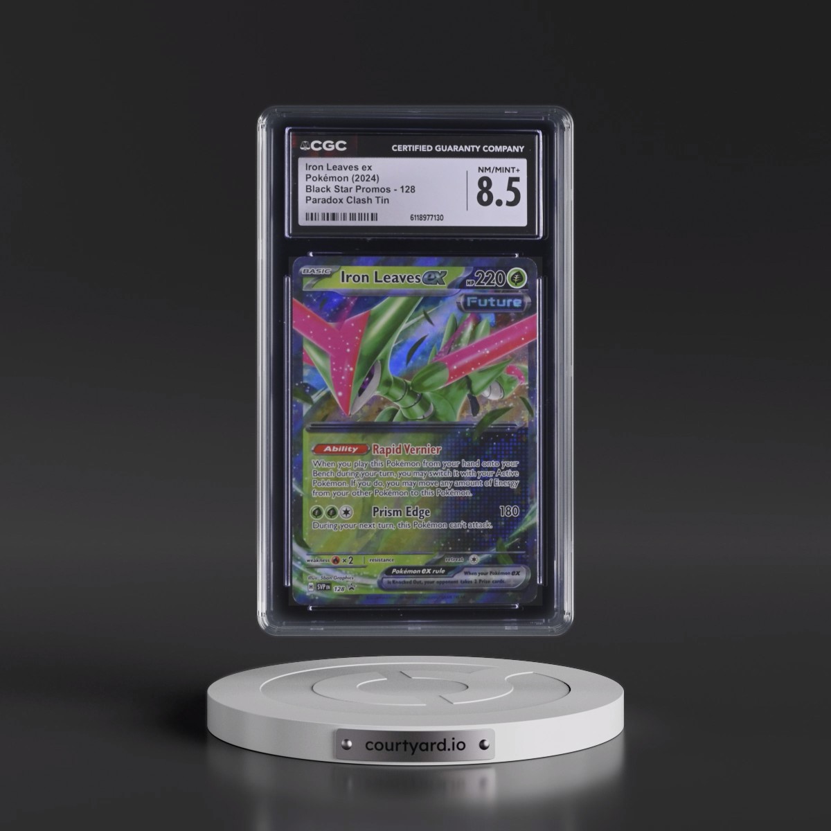 2023 Black Star Promos - Scarlet & Violet SVP EN #128 Iron Leaves ex - Paradox Clash Tin (CGC 8.5 NM-MT+)
