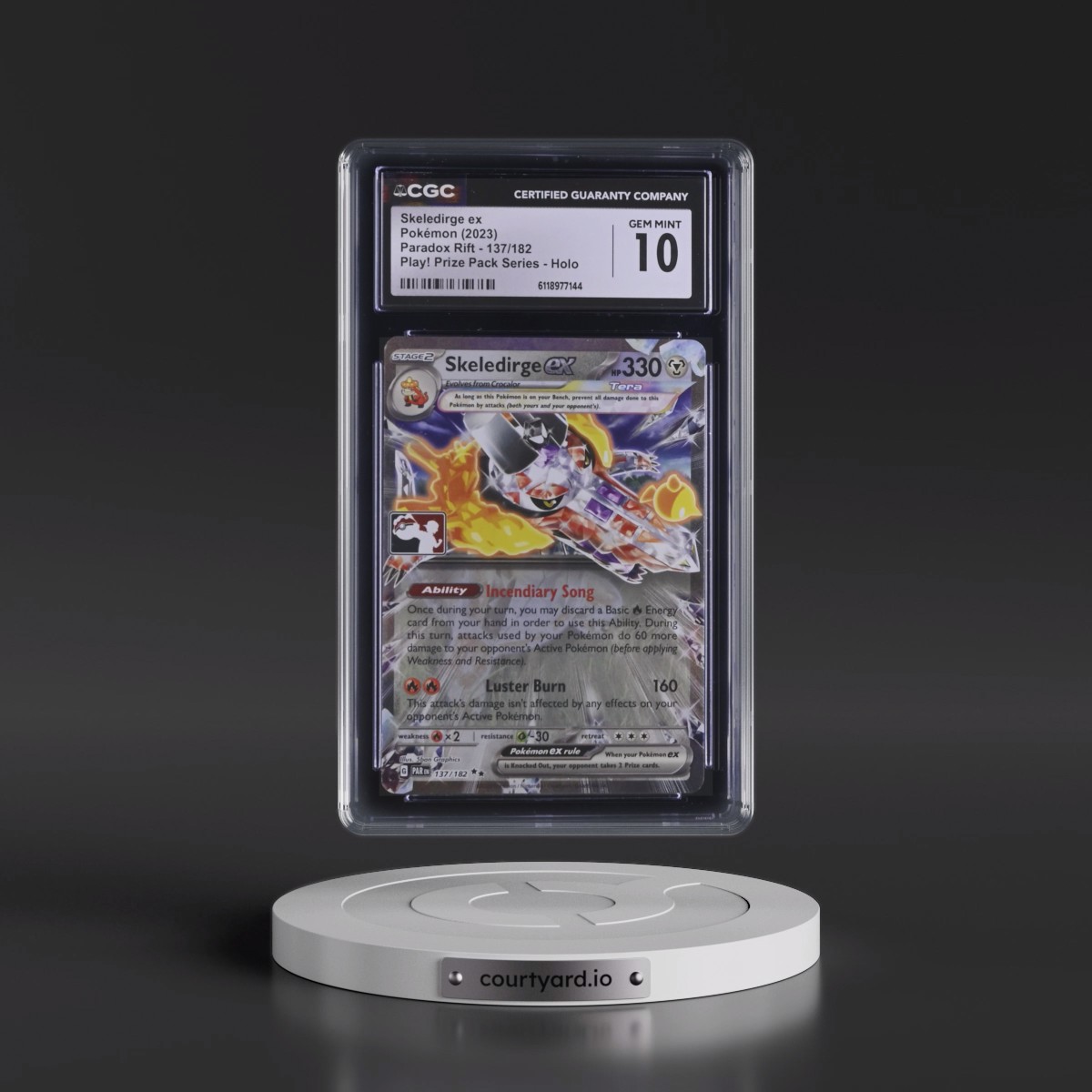 2023 Paradox Rift - PAR EN #137/182 Skeledirge ex - Play! Pokémon Prize Pack Series Holo (CGC 10 GEM MINT)