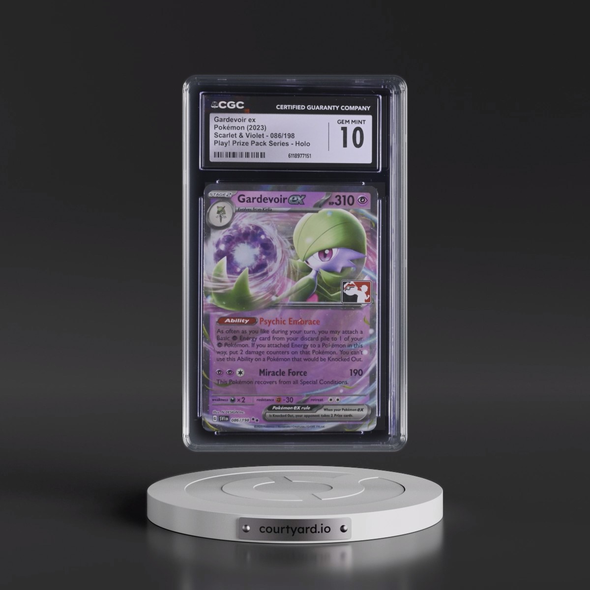 2023 Scarlet & Violet #086/198 Gardevoir ex - Play! Pokémon Prize Pack Series Holo (CGC 10 GEM MINT)