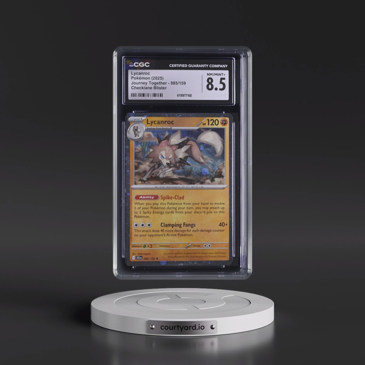 2024 Journey Together - JTG EN #085/159 Lycanroc - Checklane Blister (Cosmos Holo) (CGC 8.5 NM-MT+)