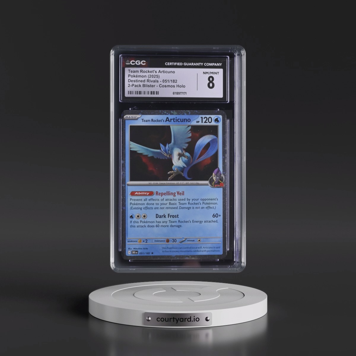 2025 Destined Rivals - DRI EN #051/182 Team Rocket's Articuno - 2-Pack Blister Cosmos Holo (CGC 8 NM-MT)