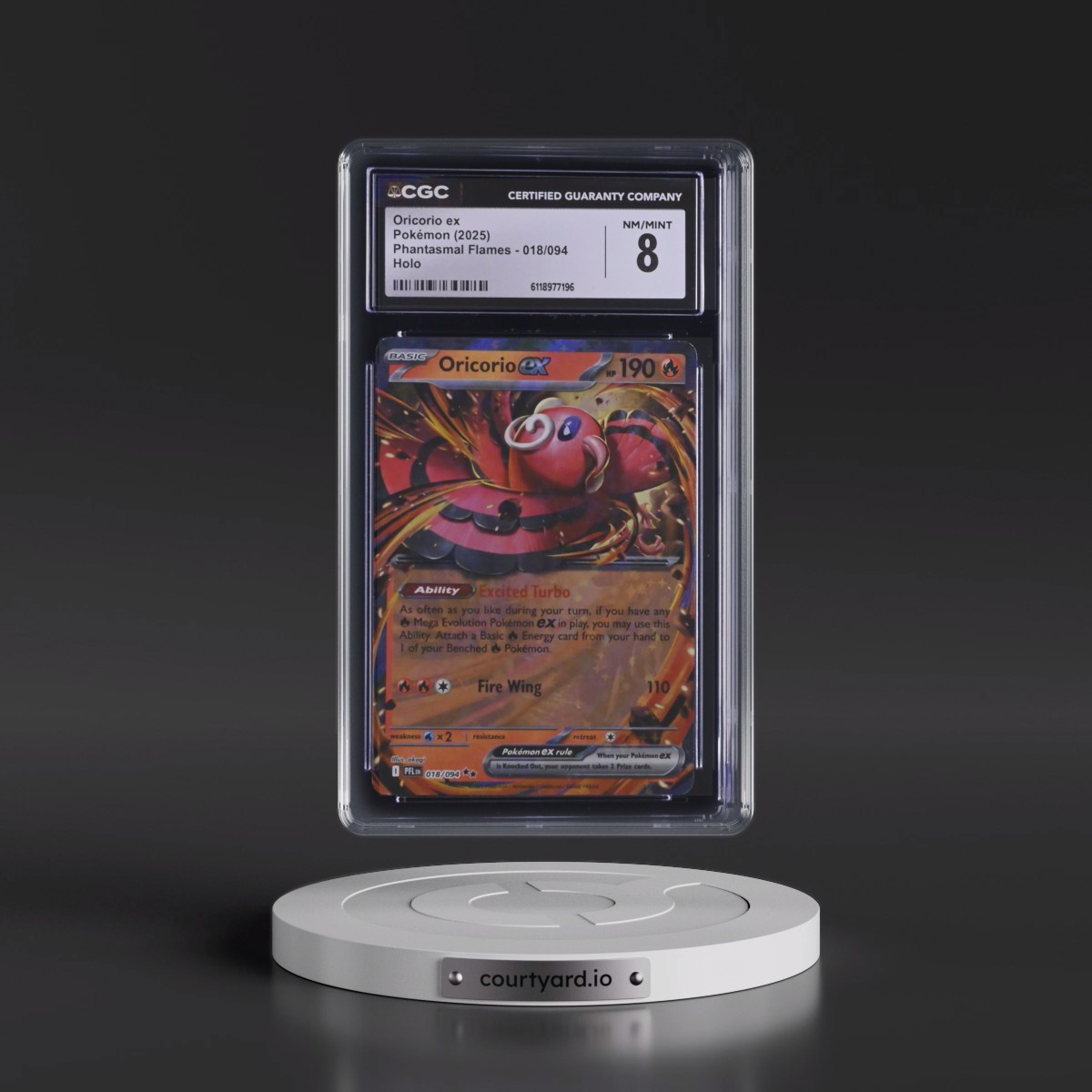 2025 Phantasmal Flames - PFL EN #018/094 Oricorio ex - Holo (CGC 8 NM-MT)