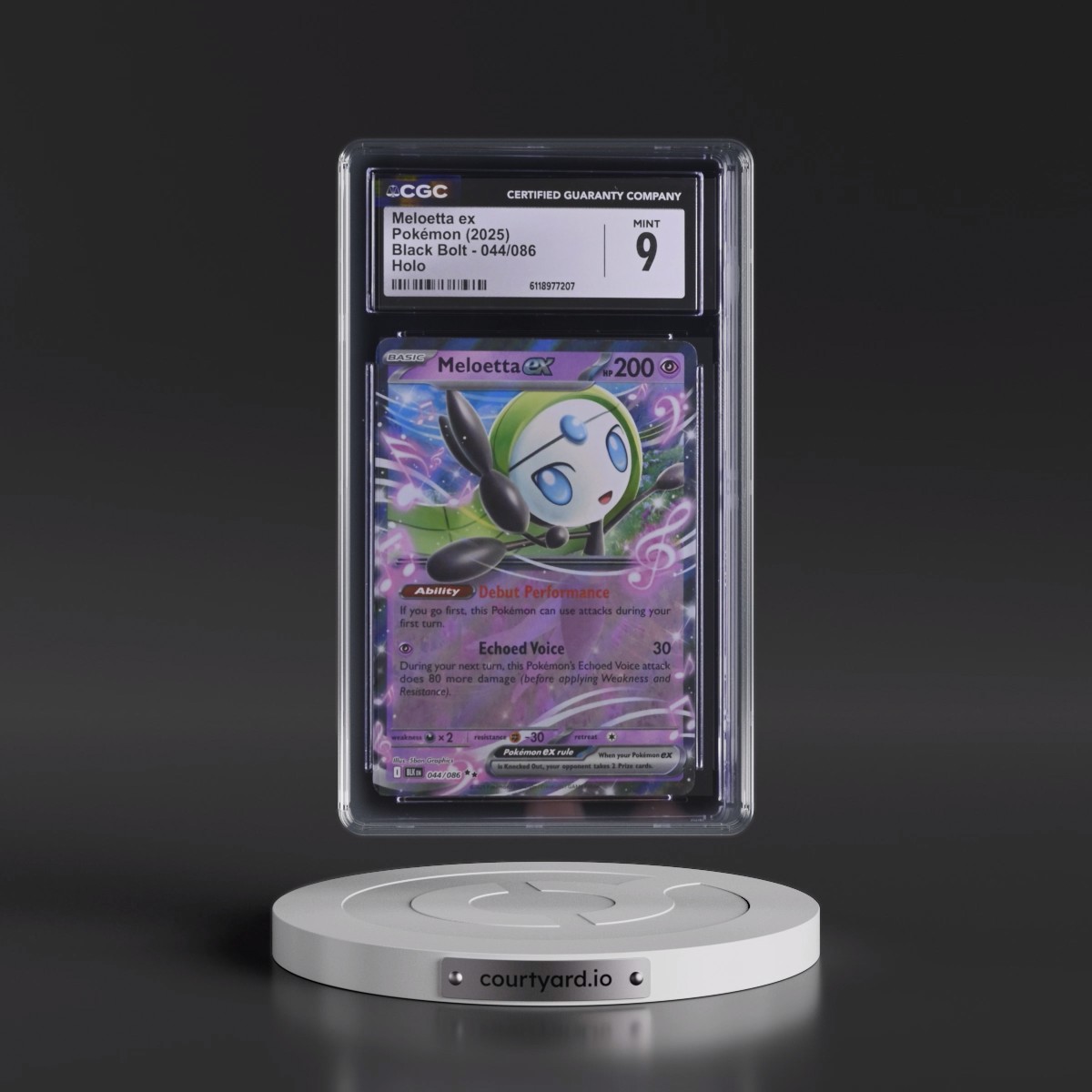 2025 Black Bolt - BLK EN #044/086 Meloetta ex - Holo (CGC 9 MINT)