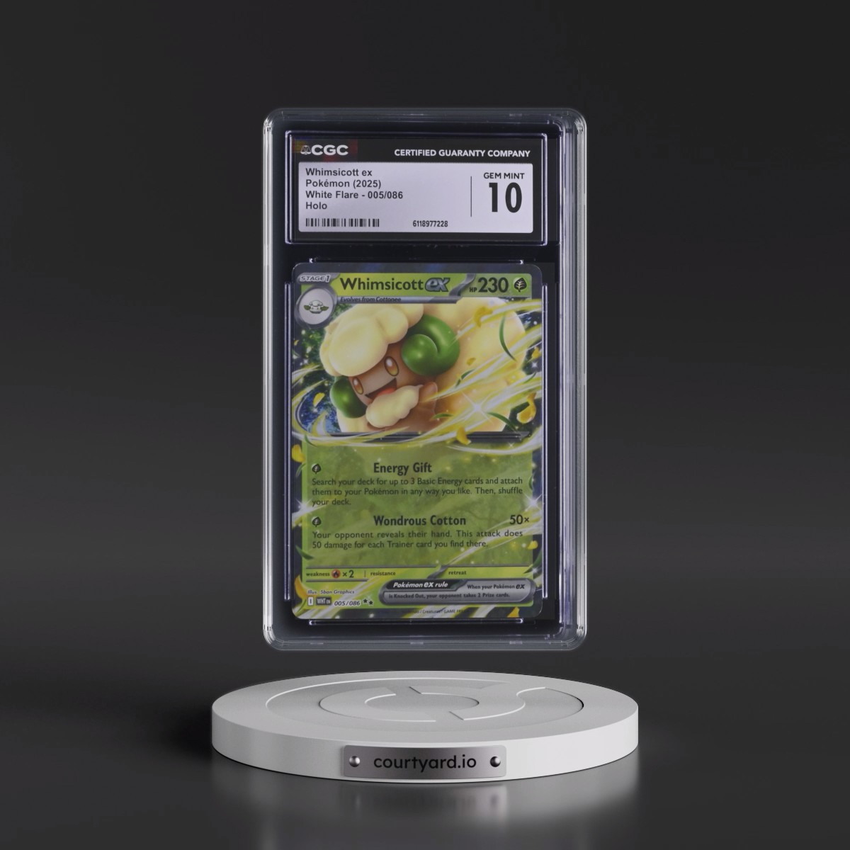 2025 White Flare - WHT EN #005/086 Whimsicott ex - Holo (CGC 10 GEM MINT)