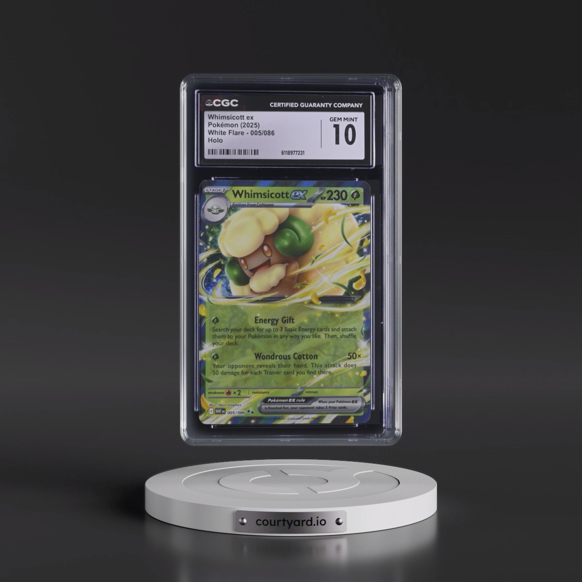 2025 White Flare - WHT EN #005/086 Whimsicott ex - Holo (CGC 10 GEM MINT)
