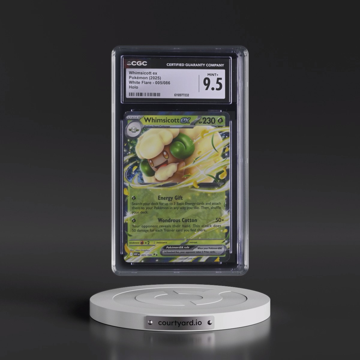 2025 White Flare - WHT EN #005/086 Whimsicott ex - Holo (CGC 9.5 MINT+)