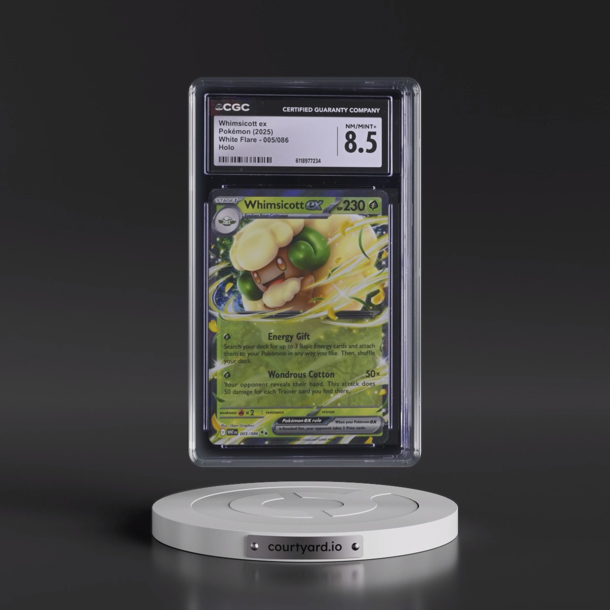 2025 White Flare - WHT EN #005/086 Whimsicott ex - Holo (CGC 8.5 NM-MT+)