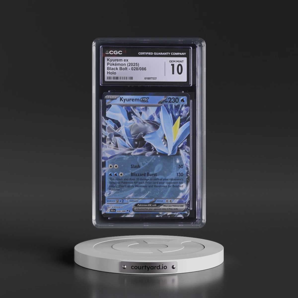 2025 Black Bolt - BLK EN #028/086 Kyurem ex - Holo (CGC 10 GEM MINT)