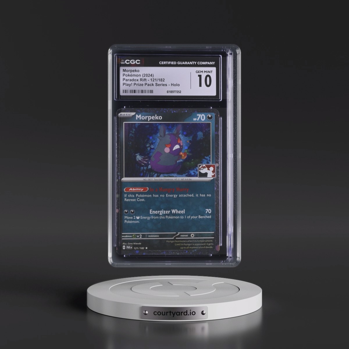 2023 Paradox Rift - PAR EN #121/182 Morpeko - Play! Pokémon Prize Pack Series Holo (CGC 10 GEM MINT)